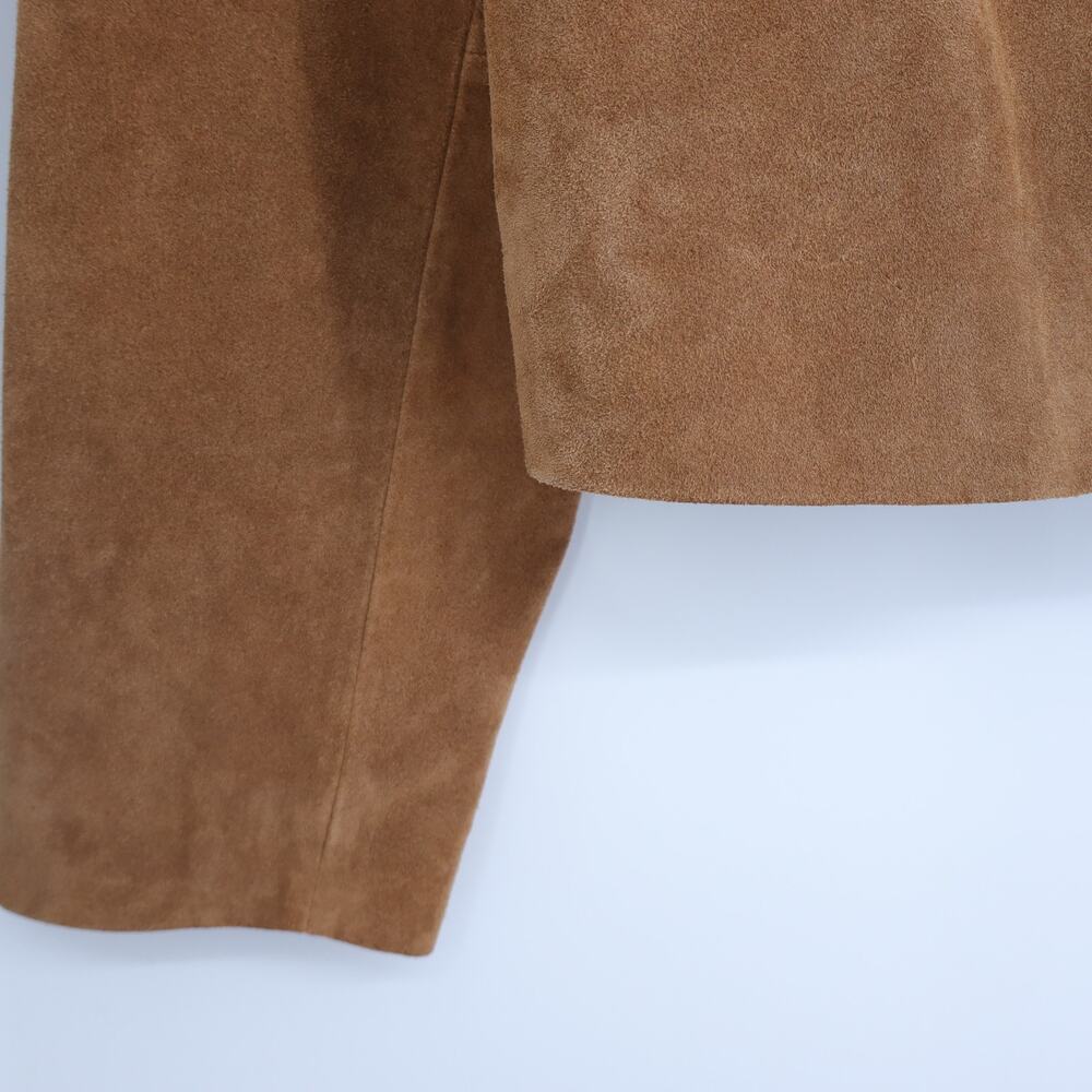 MADEWELL Crop Suede Cardigan Jacket Cognac Long Sleeve Boxy Fit Women's M - Picture 8 of 15